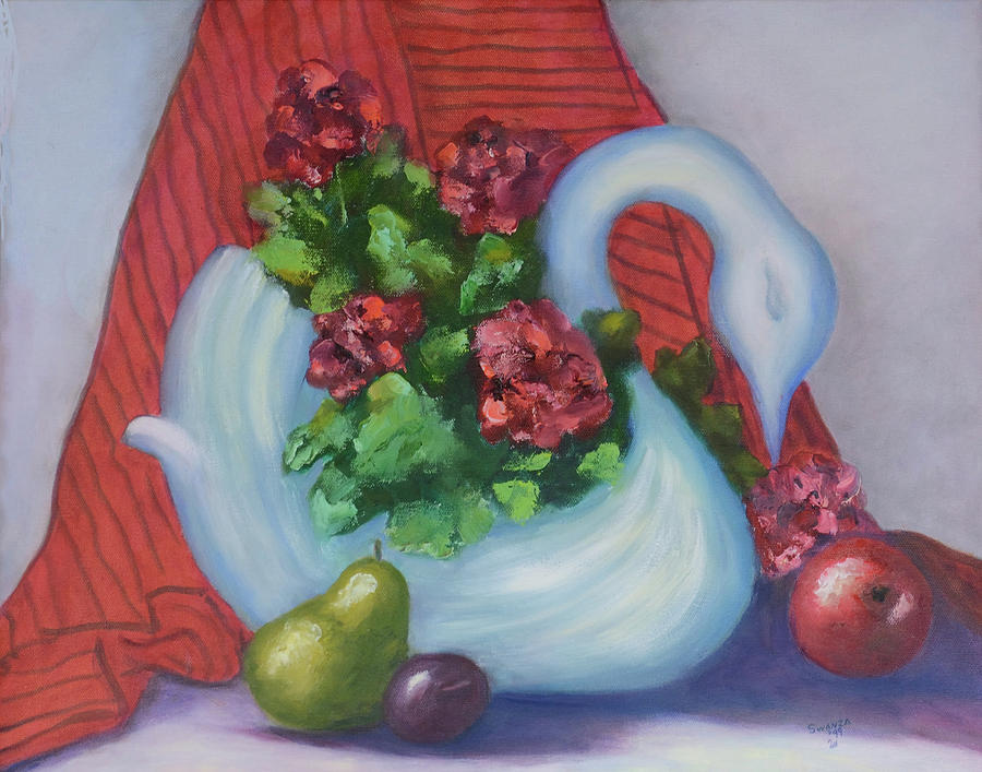 Swanzas Swan Painting by Quwatha Valentine