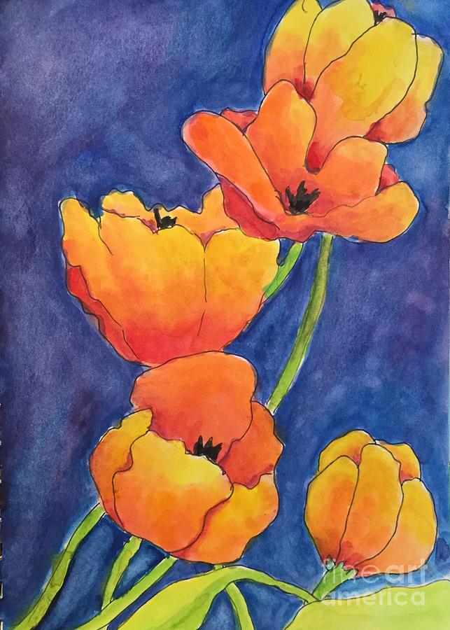 Flower Painting - Swaying Orange by Marilyn Healey