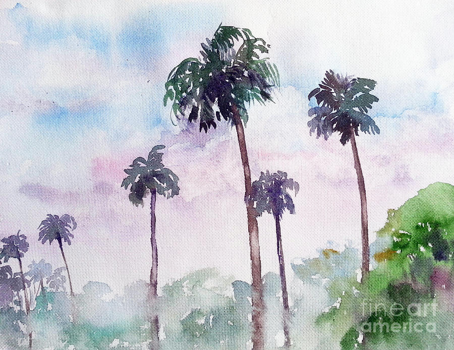 Swaying Palms Painting by Asha Sudhaker Shenoy