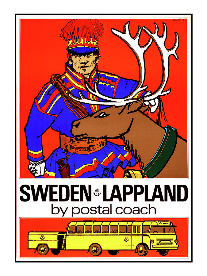 Sweden, Lapland, postal coach Painting by Long Shot