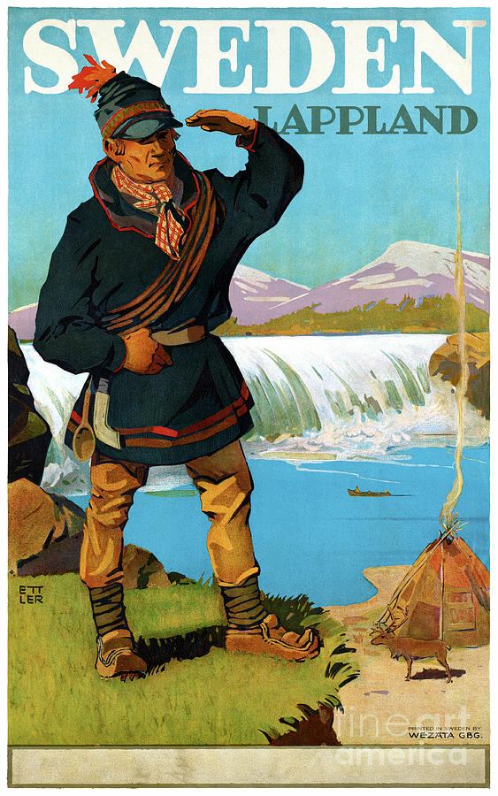 Sweden Lappland Vintage Travel Poster 1930 Mixed Media