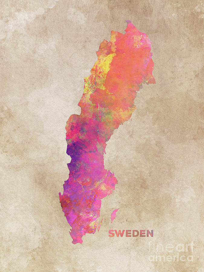 Sweden Map Digital Art