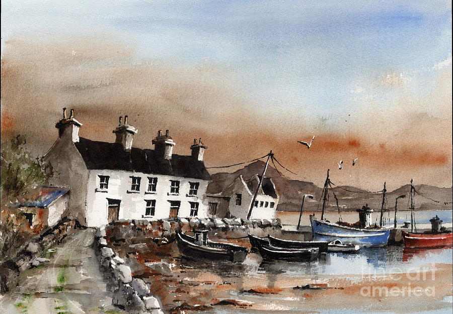Sweeney,s Pier, Coraun, Mayo.. x116 Painting by Val Byrne