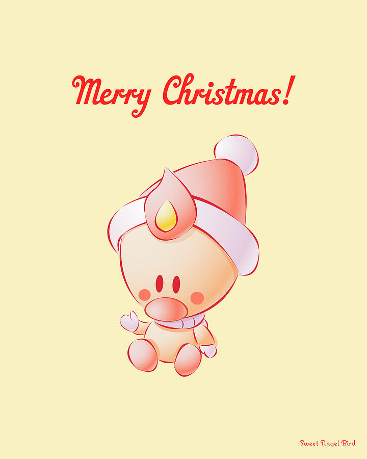 Sweet Angel Bird In A Santa Hat Merry Christmas Wall Art Print by Olga Davydova Sweet Angel Bird In A Santa Hat Merry Christmas Wall Art Print by Olga Davydova