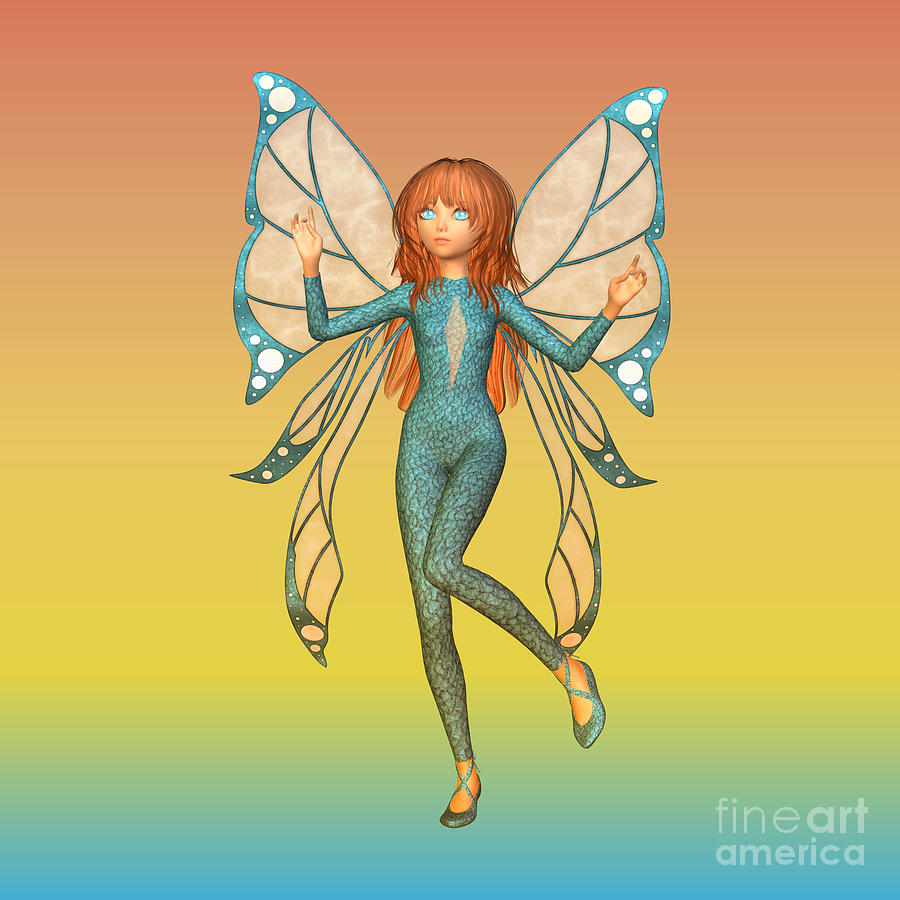 Sweet Anime Butterfly Fairy Digital Art by Diane K Smith