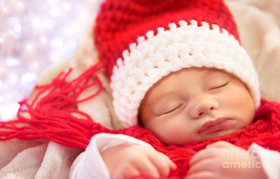 Sweet baby sleeping in Christmas costume Photograph by Anna Om