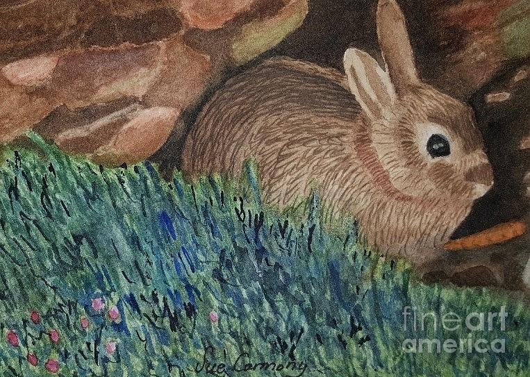 Sweet Backyard Bunny Painting by Sue Carmony
