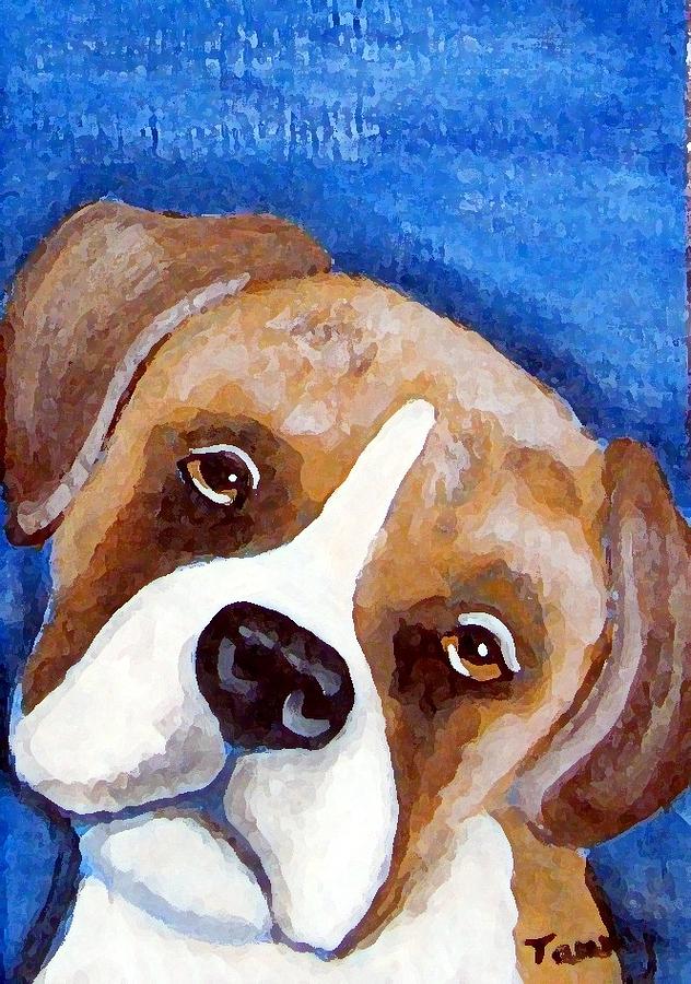 Dog Painting - Sweet Boxer Portrait by Tammy Brown