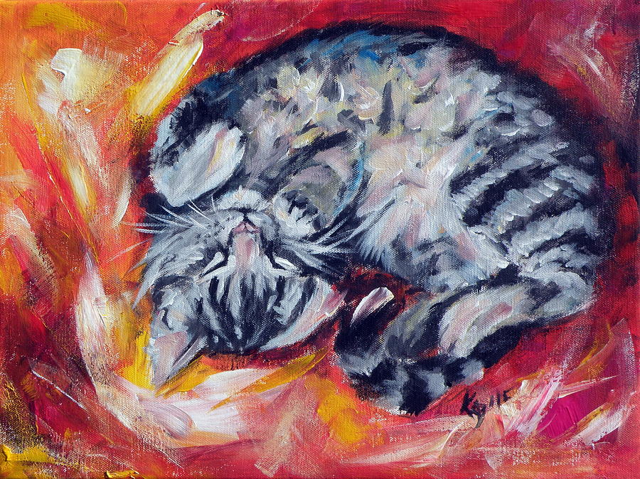 Sweet cat Painting by Kovacs Anna Brigitta