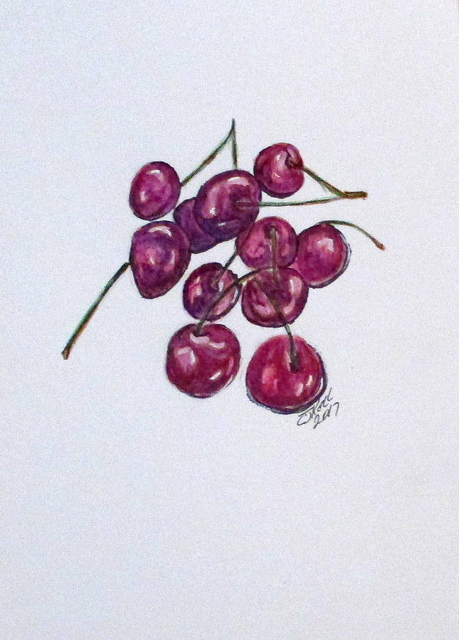 Sweet Cherry Painting by Clyde J Kell