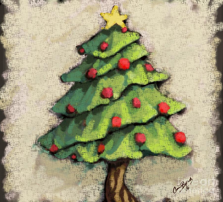 Christmas Drawing - Sweet Christmas Tree by Carrie Joy Byrnes