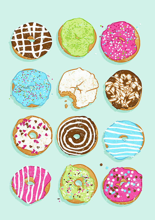 Cake Digital Art - Sweet donuts by Evgenia Chuvardina