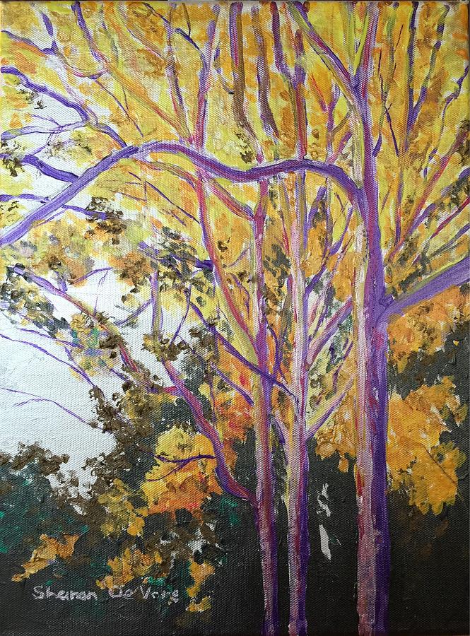 Tree Painting - Sweet Gums at Sunset Metallic by Sharon De Vore