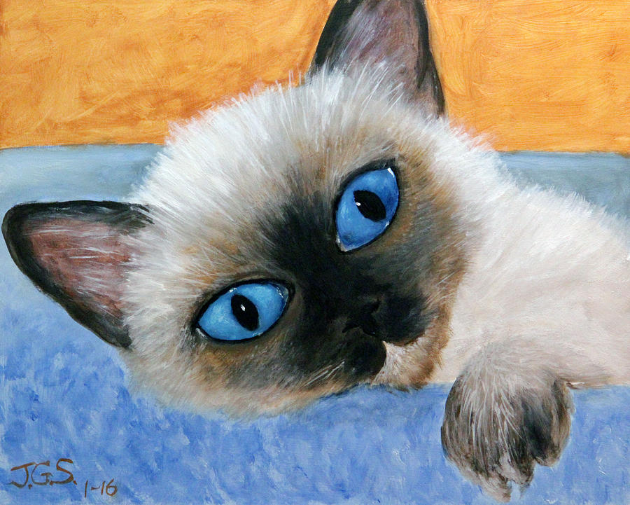 Sweet Kitty Blue Eyes Painting by Janet Greer Sammons