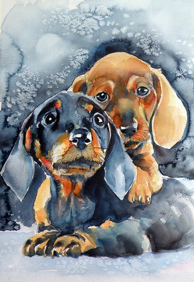 Sweet little dogs Painting by Kovacs Anna Brigitta