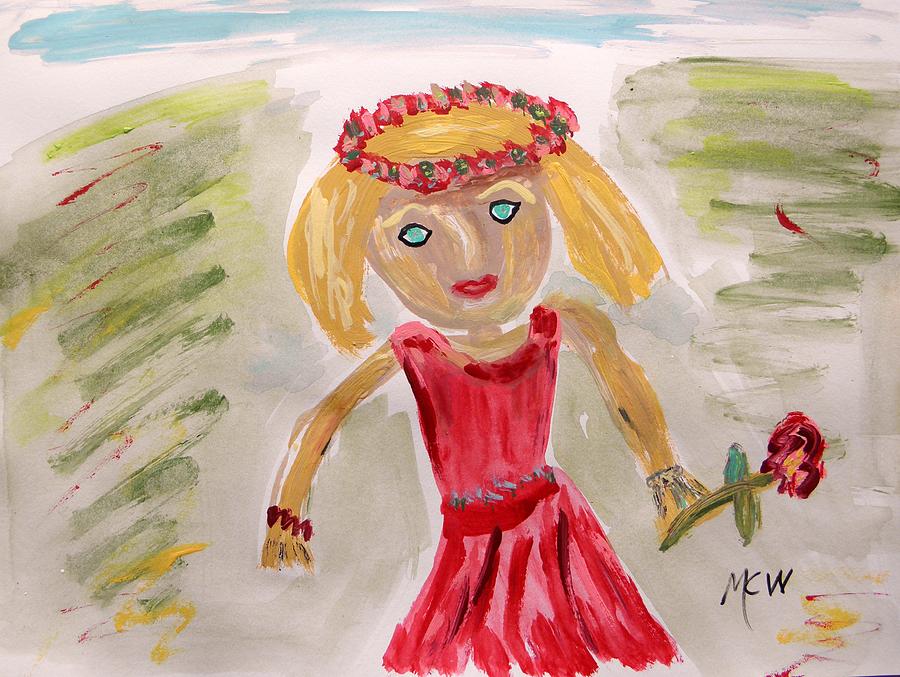 Sweet Little Flower Girl Painting by Mary Carol Williams