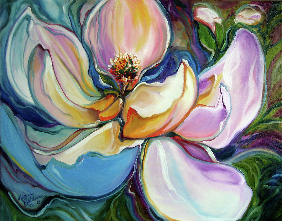 Magnolia Movie Painting - Sweet Magnoli Floral Abstract by Marcia Baldwin