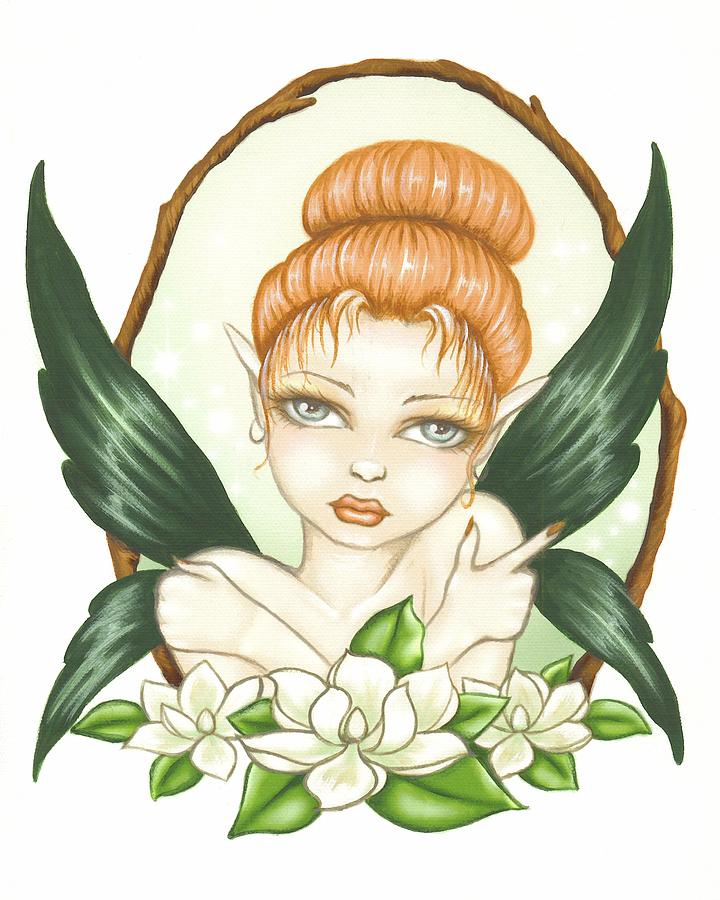 Sweet Magnolia Fae Painting by Elaina  Wagner