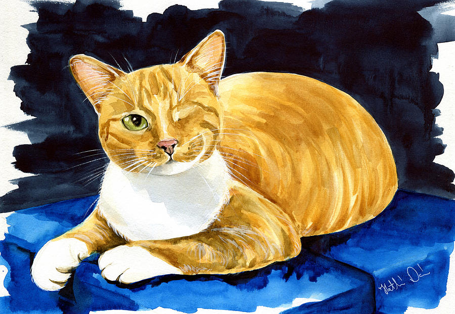 Sweet Melon - Ginger Tabby Cat Painting Painting by Dora Hathazi Mendes