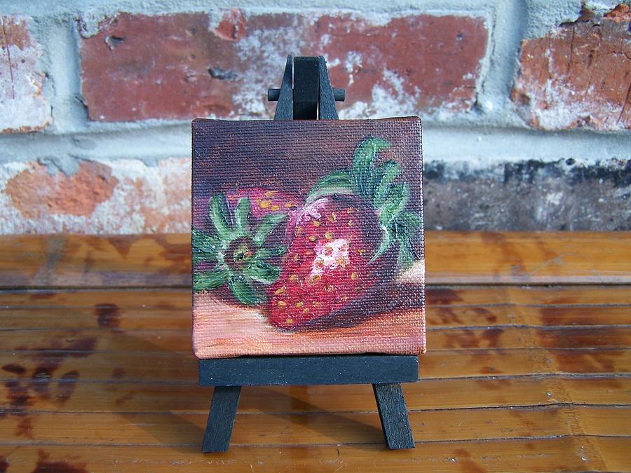 Sweet Pair Miniature with Easel Painting by Susan Dehlinger