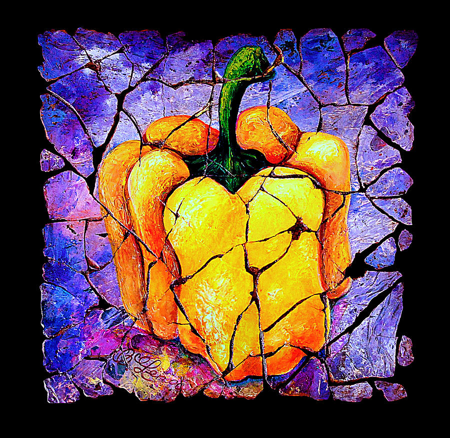 Sweet Pepper Painting by Lena Owens - OLena Art Vibrant Palette Knife and Graphic Design