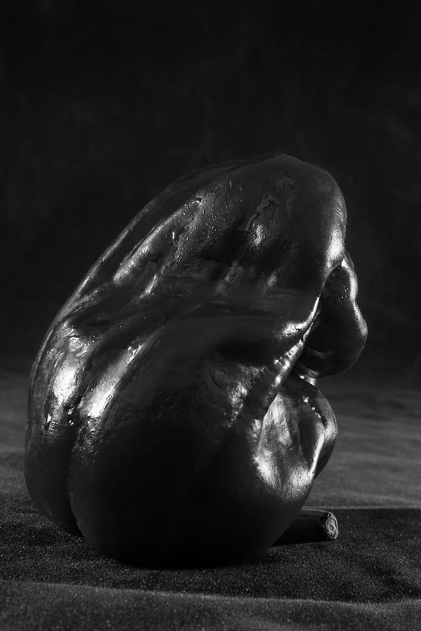 Sweet pepper study- Back of a lonely pepper in monochrome Photograph by Iordanis Pallikaras