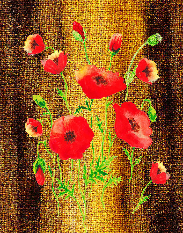 Sweet Red Poppies Collage Painting by Irina Sztukowski