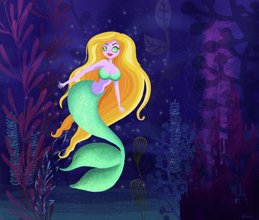 Mermaid Painting - Sweet Siren Of The Sea by Little Bunny Sunshine