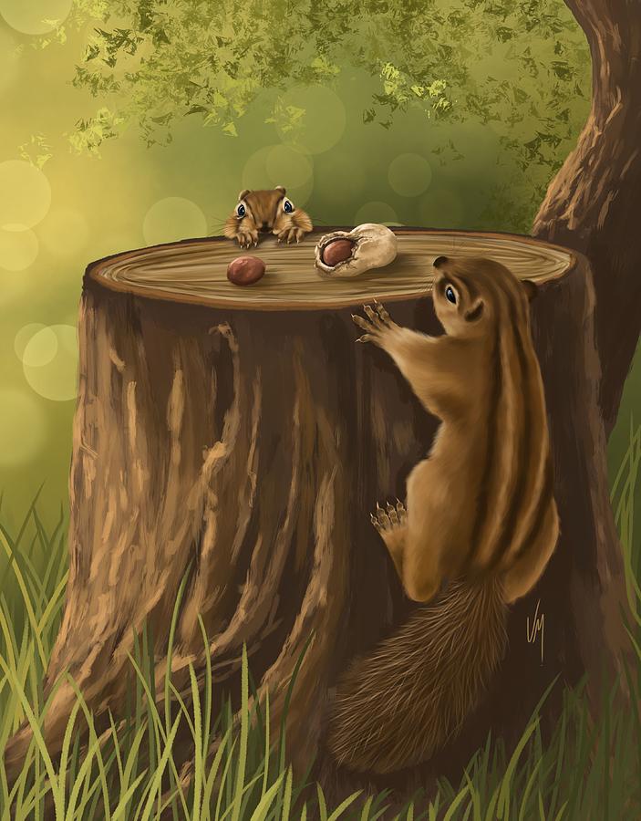 Squirrel Painting - Sweet snack by Veronica Minozzi