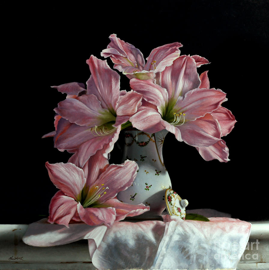 Sweet Star Amaryllis Painting by Lawrence Preston
