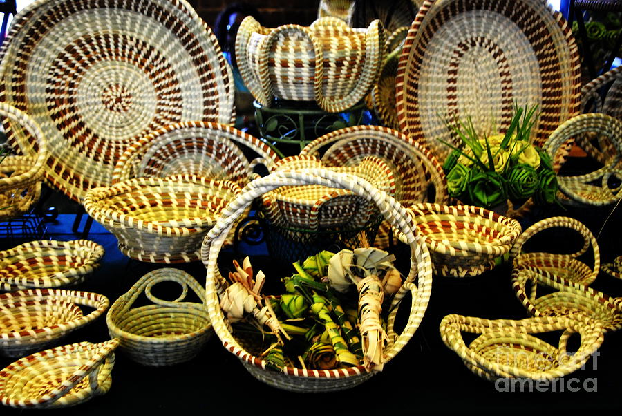 Sweetgrass Baskets and Palmetto Roses Photograph by Jacqueline M Lewis