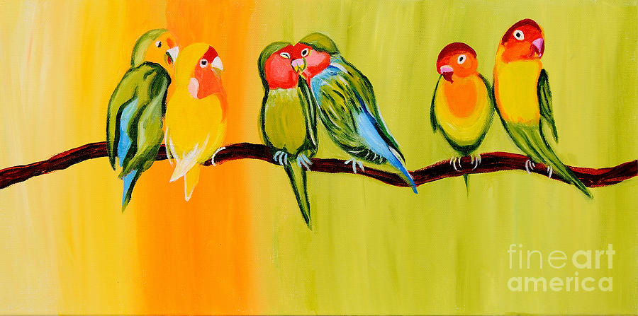 Tree Painting - Sweetheart Birds by Art by Danielle