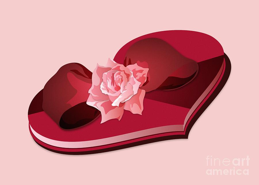 Sweetheart Candy Box with Pink Rose Digital Art by MM Anderson