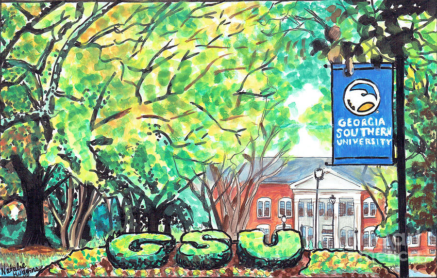 Georgia Southern University Painting - Sweetheart Circle, Georgia Southern University by Natalie Huggins