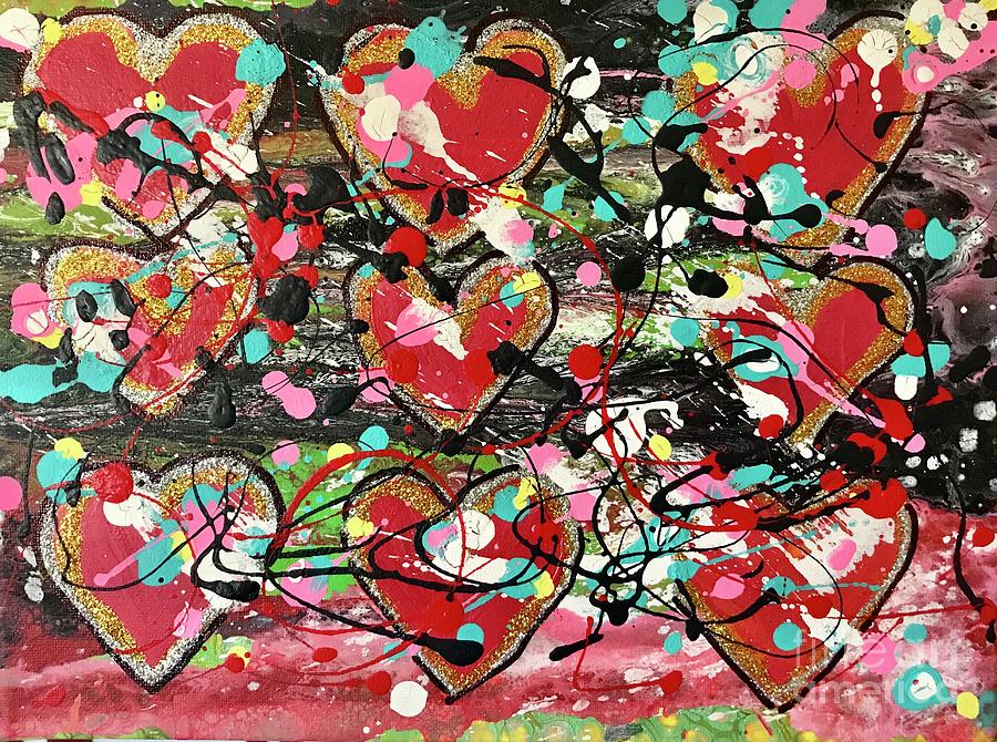 Hearts Painting - Sweethearts by Sherry Harradence