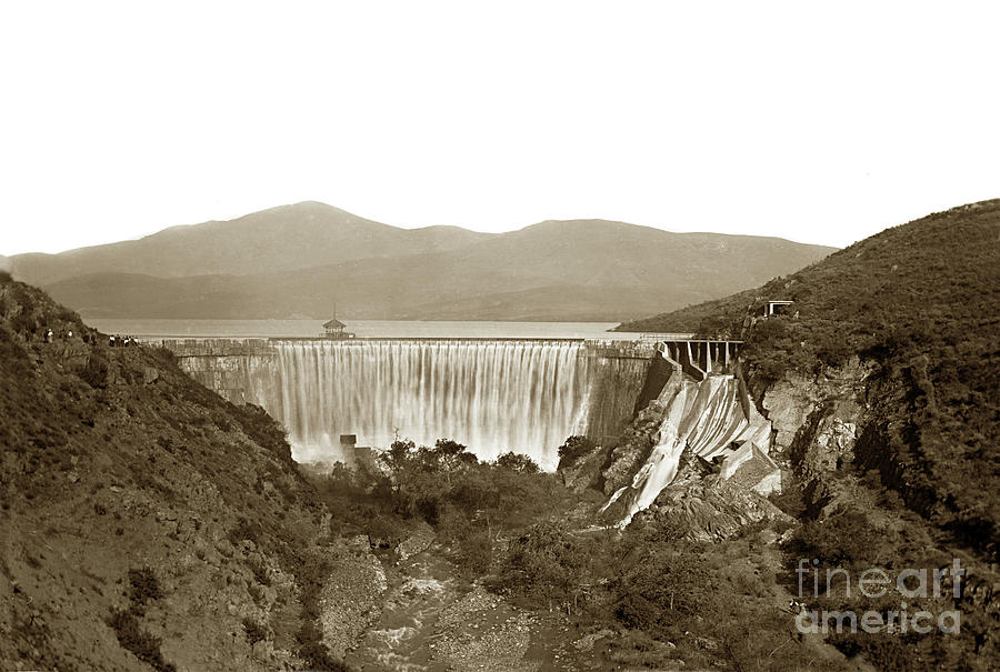 Sweetwater Dam Showing Overflowing Water, San Diego Circa 1900 Photograph