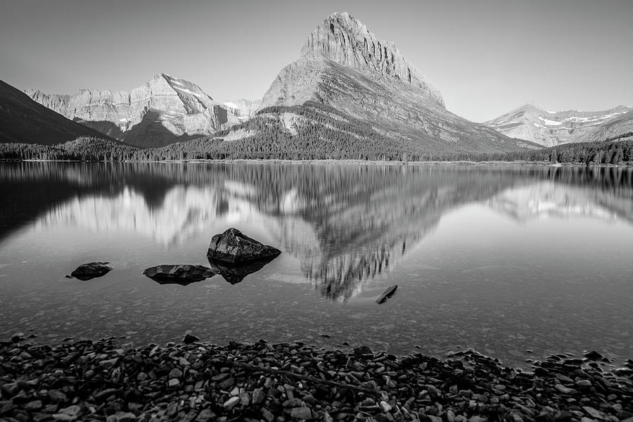 Swift Current Lake Reflection Black and White  Photograph by John McGraw