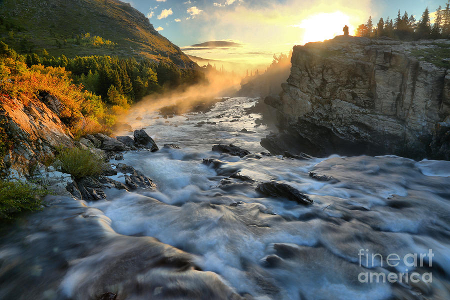 Swiftcurrent Foggy Sunrise Photograph by Adam Jewell