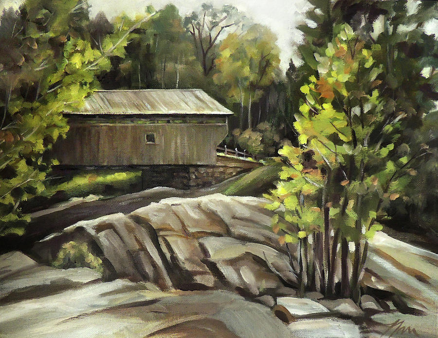 Swiftwater Covered Bridge Painting by Nancy Griswold