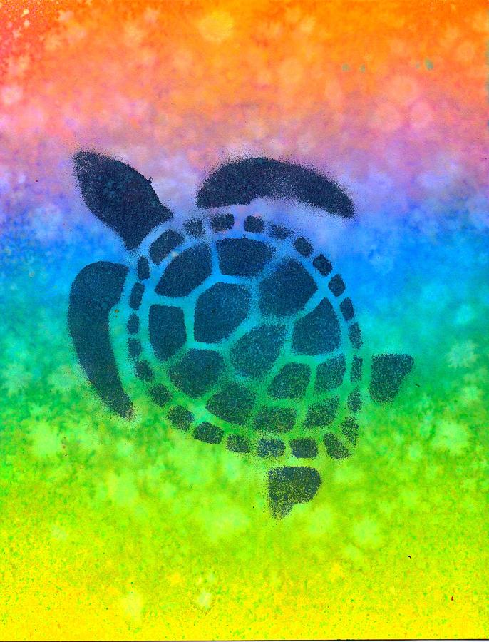 Turtle Painting - Swim Turtle 2 by Sarah Krafft