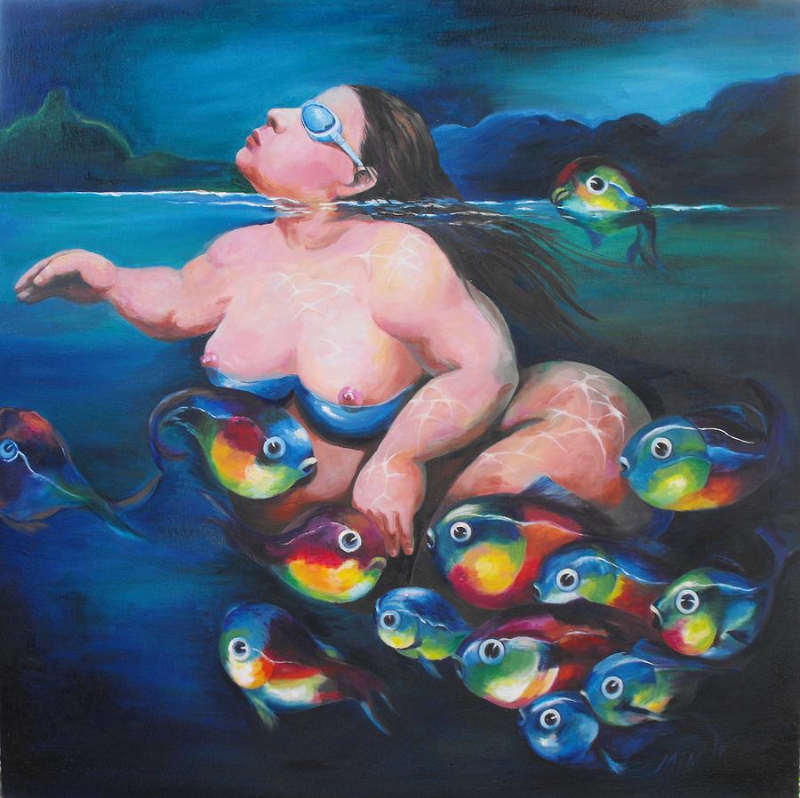 Swimin 2 Breast Stroke Painting by L R B