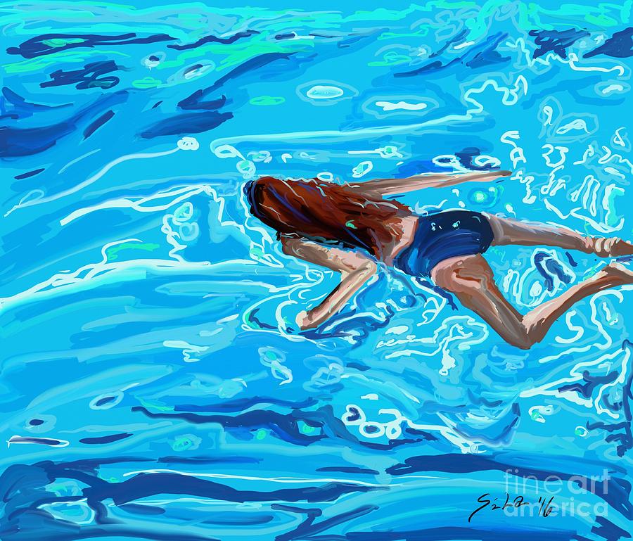 Swimmer 2 Digital Art by Lidija Ivanek - SiLa