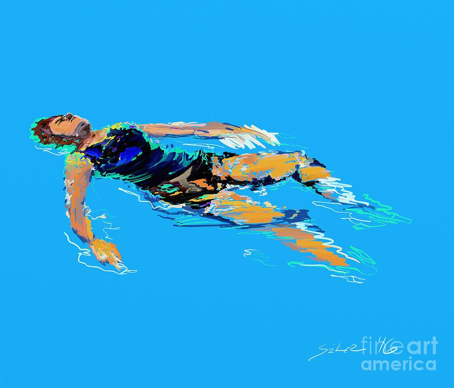 Swimmer 3 Digital Art by Lidija Ivanek - SiLa