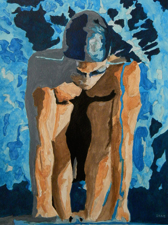 Swimmer Painting - Swimmer by Carrie Diaz Swimmer Painting - Swimmer by Carrie Diaz
