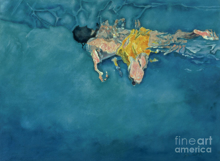 Swimmer in Yellow Painting by Gareth Lloyd Ball