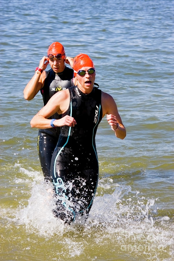 Swimmers Exiting The Water At The Suzukis Newton 24 Hours Of Tr Photograph