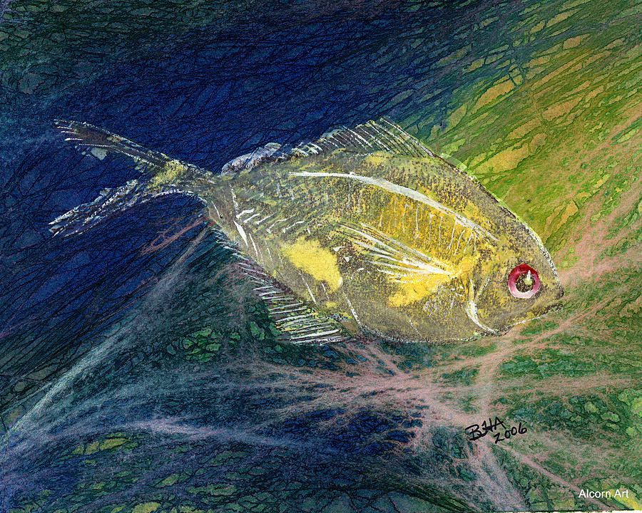 Gyotaku Painting - Swimming by Brenda Alcorn