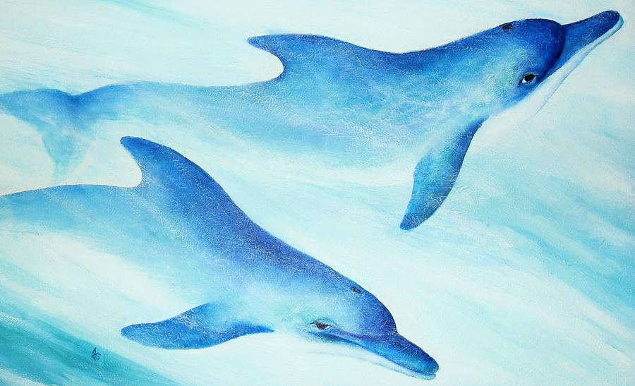 Swimming Dolphins Painting by Renee Shular - Fine Art America