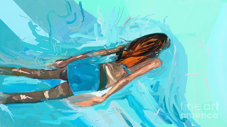 Swimming free Painting by Lidija Ivanek - SiLa