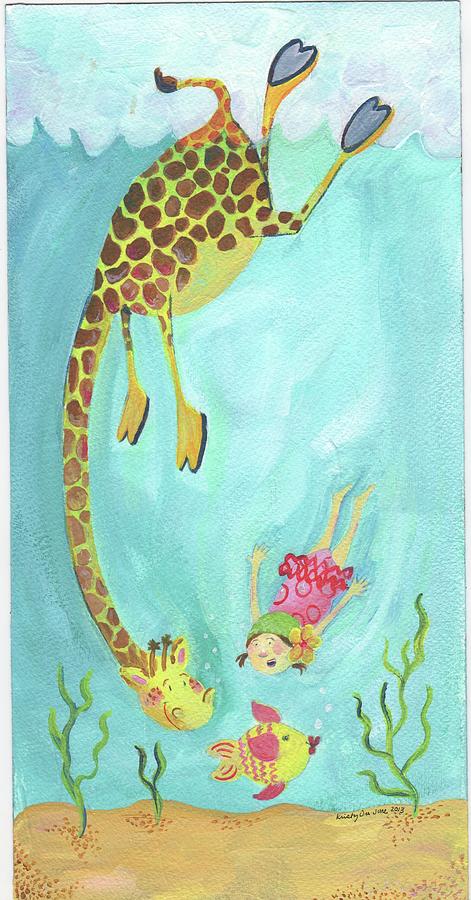 Fish Painting - Swimming Giraffe by Kristy Lankford